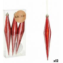Décorations de Noël set rouge pvc allongé 8,5 x 3,5 x 19 cm (12 pièces)