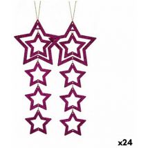 SetChristmas Ornaments Star Fuchsia 19 x 0.2 x 23 cm (24 pièces) - Krist+