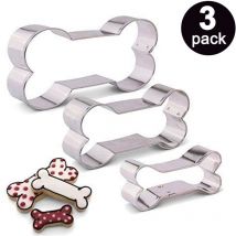 Yzmrbdqc - Jeu de 3 emporte-pièces en acier inoxydable en forme d'os de chien, pour la confection de biscuits - 3 tailles (grand 13,5 cm, moyen 11,5