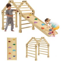Aiyaplay - Ensemble d'escalade en bois 3 en 1 - échelle, toboggan, rampe - panneaux bois pin