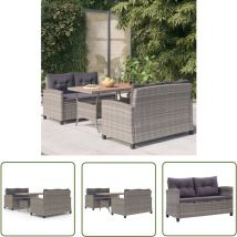 Doc&et² - The Living Store Ensemble à manger de jardin 3 pcs Résine tressée bois d'acacia - Salon De Jardin - Mobilier De Jardin - Set De Salon De