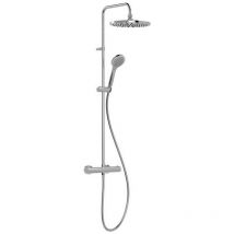 Tres Grifería - Tres Colonne de douche thermostatique xxl 250 + Douchette avec support coulissant et orientable 1 jet, Chrome (21639301)