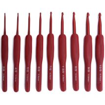 Treetalk - Ensemble d'outils à tricoter crochet tpr silicone crochet en aluminium poignée rouge crochet en aluminium recouvert de caoutchouc ensemble