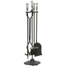 Teporus - Ensemble d'outils de cheminée sphère poignées en chrome satiné - Salone