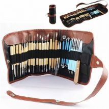 Tigrezy - Ensemble d'outils de sculpture de 31 pièces avec étui enroulable, outils de sculpture de poterie en bois 22 pièces + outils d'indentation