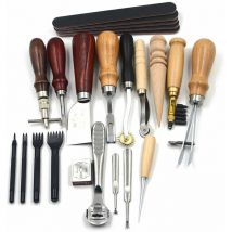 Lucky-88 - Ensemble d'outils en cuir 18PcsDIY Ensemble de couture à la main