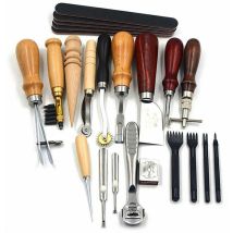 Ensemble d'outils en cuir bricolage en cuir cousu à la main 18 pièces
