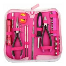 Ensemble d'outils rose 23 pièces pour femme avec étui de rangement en nylon rose pour bricolage et réparation à domicile, bureau