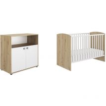 Ensemble Duo Lit 60x120 + Commode 2 portes