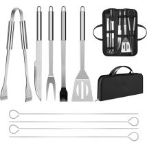 Ensemble d'ustensiles de Barbecue Professionnels en Acier Inoxydable avec Sac Facile à Transporter (9 PCS)
