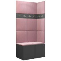 Mobilier1 - Meuble d'entrée Hartford 264, Graphite, 186x84x46cm, Tapisserie, Stratifié, à suspendre, à poser