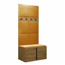Mobilier1 - Meuble d'entrée Hartford 267, Chêne Artisan, 186x84x46cm, Stratifié, Tapisserie, à poser, à suspendre