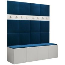 Mobilier1 - Meuble d'entrée Hartford 268, Manila 26, 186x168x46cm, Tapisserie, Stratifié, à suspendre, à poser