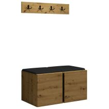 Mobilier1 - Meuble d'entrée Hartford 275, Faux cuir Soft 011, 0x0x0cm, Faux cuir, Stratifié, à suspendre, à poser