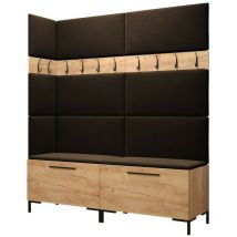 Mobilier1 - Meuble d'entrée Tivsoa 104, Manila 04, 196x168x46cm, Tapisserie, Stratifié, à suspendre, à poser