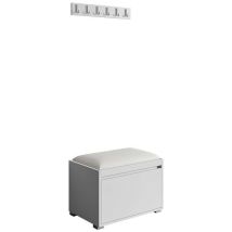 Mobilier1 - Meuble d'entrée Comfivo 396, Blanc + Soft 017, 0x0x0cm, Faux cuir, Stratifié, à poser, à suspendre