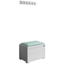 Mobilier1 - Meuble d'entrée Comfivo 396, Blanc + Manila 11, 0x0x0cm, Tapisserie, Stratifié, à suspendre, à poser
