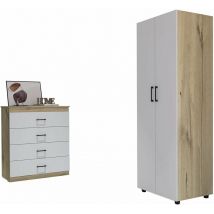 Tuhome Concept - Set Ether, Commode 4 Tiroirs + Armoire 2 Portes
