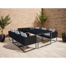 Salon de jardin encastrable en résine tressée - noir - 6 personnes - Delorm