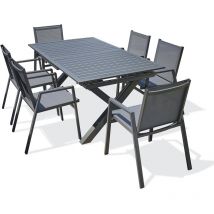 Dcb Garden - floride - Ensemble repas de jardin 6 places en aluminium gris anthracite