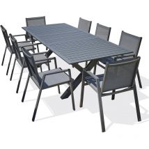 Dcb Garden - floride - Ensemble repas de jardin 8 places en aluminium gris anthracite