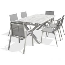 Dcb Garden - floride - Ensemble repas de jardin 6 places en aluminium blanc