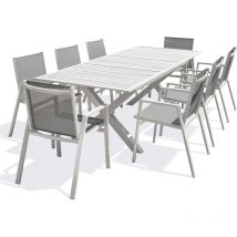 Dcb Garden - floride - Ensemble repas de jardin 8 places en aluminium blanc