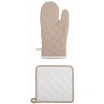 Ensemble gant et manique Bicolore Écru et Lin