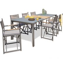 Honfleur - Ensemble repas de jardin 6 places en aluminium gris anthracite - paris garden