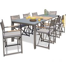 HONFLEUR - Ensemble repas de jardin 8 places en aluminium gris anthracite - PARIS GARDEN