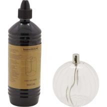 Bazardeluxe - Ensemble lampe à huile en verre strié Ellipse avec huile de paraffine 11 x 12 cm