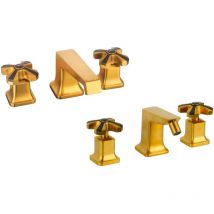 Ensemble lavabo et bidet 3 trous couleur laiton brossé Mamoli 1938 KIT1938G4