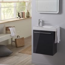 Planetebain - Ensemble lave-mains tout compris anthracite avec robinetterie eau froide
