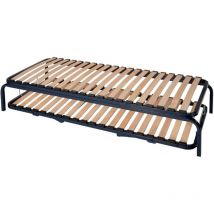 Ensemble lit gigogne - 70x190 - 20 lattes bois - Made in France - Gain de place