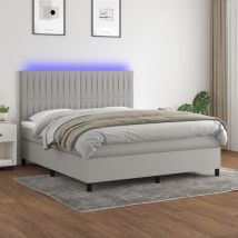 Sommier Tapissier Matelas Confortable Et Led,lit Adulte Pour Chambre,ensemble Lit Matelas Gris Clair 180x200 Cm Tissu -bvn36380