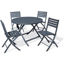 Marius - Tavolo e sedie da giardino 4 posti in alluminio grigio antracite - city garden