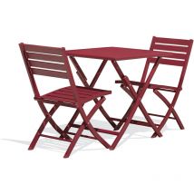 Citygarden - marius - Ensemble repas de jardin 2 places en aluminium rouge carmin - city garden