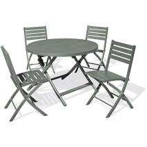 Marius - Ensemble repas de jardin 4 places en aluminium vert kaki - city garden