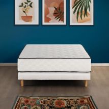 Ensemble matelas 180x200 cm + sommiers 2x90x200 cm - Ressorts ensachés - 7 zones de confort - 27 cm - Équilibré Deko Dream