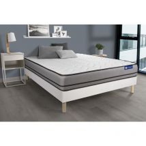 Ensemble matelas actiflex night 180x200cm ressorts ensaches 3zones de confort + sommier kit blanc