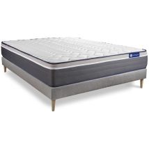 Ensemble matelas actilatex plus 140x190 Latex+Mémoire de forme Maxi épaisseur 7zones de confort + sommier kit gris
