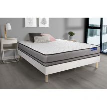 Actisom - Ensemble matelas actimemo 140x190cm 2 faces à mémoire de forme 3zones de confort + sommier kit blanc