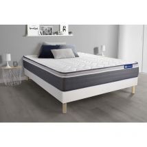 Ensemble matelas ACTIMEMO PLUS 140x200 Mémoire de forme Maxi épaisseur 7zones de confort + sommier KIT blanc