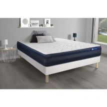 Ensemble matelas actimemo tech 180x200 Mémoire de forme Maxi épaisseur 5zones de confort + sommier kit blanc