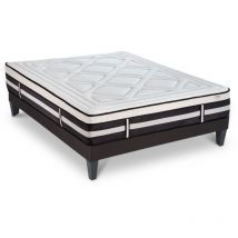 Maison Aubertin - Matelas Calliope Mousse Haute densité Accueil Mémoire de forme et sommier tissu gris - 160 x 200 cm
