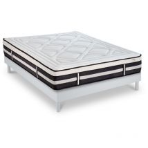 Maison Aubertin - Matelas Calliope Mousse Accueil Mémoire de forme et sommier kit bois blanc - 140 x 190 cm