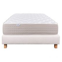 Ensemble Matelas Dreamlux, 26 cm, ressorts ensachés mousses haute densité, ferme, face été/hiver + sommier beige ep20cm, 90x190cm