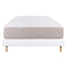 Ensemble Matelas Dreamlux, 26 cm, ressorts ensachés mousses haute densité, ferme, face été/hiver + sommier blanc ep 13cm, 140x190cm