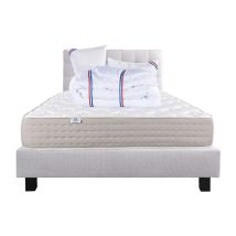 Ensemble Matelas Dreamlux 26cm Ressorts Ensachés Ferme Face Été/hiver+sommier Gris Ep20cm+oreiller+couette+tête De Lit, 160x200cm