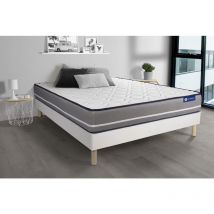 Actisom - Ensemble matelas Latex + mémoire de forme actilatex pur 160x200cm 3zones de confort + sommier kit blanc